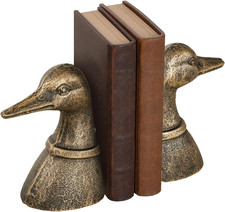 Duck Book Ends, Vintage Brass Bookends for Bookshelves, Offices picture