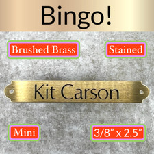 Custom Engraved Tags Personalized NAME PLATE Tags ID STAINED BRUSHED BRASS MINI picture