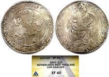 1643 NETHERLANDS LION DOLLAR ANACS XF40 ~ CHOICE EARLY AMERICAN CURRENCY picture