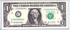 2003-A $1 Federal Reserve Note Uncirculated Fancy 0/5 BINARY Serial #C00050505A picture