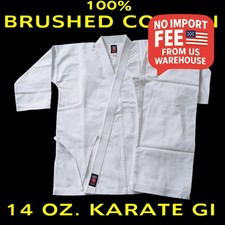 Size 4 WHITE 14 Oz. Gi Made of 100% Brushed Cotton Heavy Weight Karate Uniform picture
