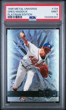1996 Metal Universe PLATINUM Greg Maddux PSA 9 Mint Pop 10 only 3 Higher picture