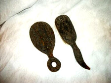 Antique Faux Bois Antler Vanity Set French Folk Art Beveled Mirror Art Nouveau picture