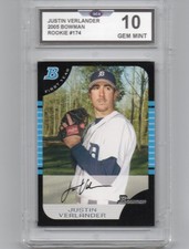 2005 BOWMAN JUSTIN VERLANDER ROOKIE BASEBALL CARD #174 DETROIT TIGERS PITCHER picture