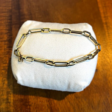 14k YG oval paper clip bracelet 7.5” 2g picture