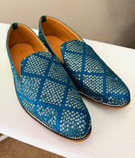 ISHIKA Men's UK 8 Emerald Green Gold Sequin Mojari Jutti Indian Wedding Shoes picture