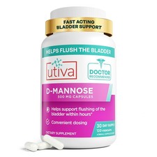 Utiva D-Mannose 2000 mg, Bladder & Urinary Tract Support, 120 Capsules picture