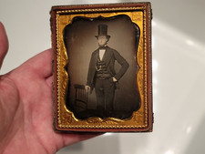quarter plate daguerreotype of a dandy man with a top hat picture