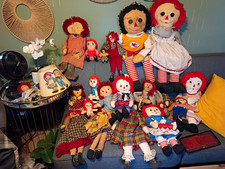 Raggedy Ann & Andy Cloth Rag Doll Lot Yarn Red Hair Fabric Character Set picture