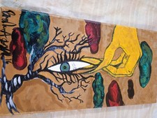 Original Acrylic Surrealist Eye Painting Signed Art picture