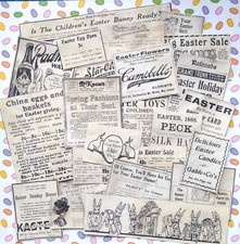 Easter ephemera newspaper ads, vintage,  junk journal supplies, collage picture