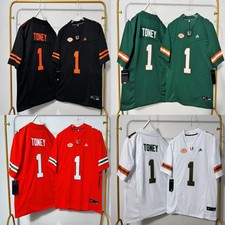 New Mens Malachi Toney #1 /Mark Fletcher Jr. Miami Hurricanes Stitched Jersey picture