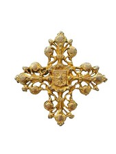 Vintage ACCESSOCRAFT NYC Maltese Cross Textured Gold Tone Pin Brooch picture