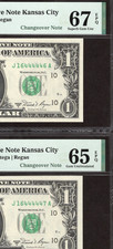 1981A $1 KANSAS CITY FRNs. PMG GEM Uncirculated 67/65 EPQ. CHANGEOVER Notes picture