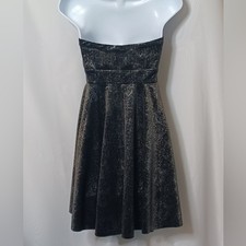 Free PeopleFree People Black Metallic Strapless Fit and Flare Mini Dress. Size M picture