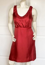 MOULINETTE SOEURS SILK GARNET RED RUFFLE COLLAR SLEEVELESS SHEATH DRESS SIZE: 4 picture