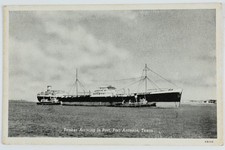 Vintage Postcard Tanker Arriving In Port Aransas Texas Tugboats Ship Maritime picture