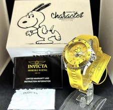 RARE Invicta Snoopy Woodstock Yellow Dial Womens Watch 40mm Quartz w/ Box picture