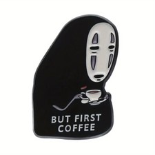 Spirited Away - “But First, Coffee” Enamel Pin - No-Face Ghibli Inspired Spirit picture