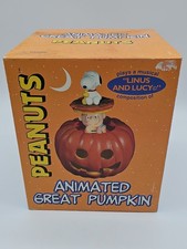Vtg. Gemmy Halloween  Peanuts Animated Great Pumpkin w/Box Parts Or Repair Read picture