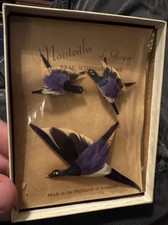 Vtg Monteith's of Glasgow SCOTTISH PLUME Traditional Brooch & Earrings Set 271 picture