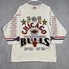 Vintage Chicago Bulls Shirt Mens Large 1992 NBA World Champions 90s Long Gone picture