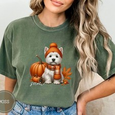 Custom Westie Shirt Fall Halloween West Highland White Terrier Dog Mom Gift Tee picture