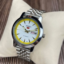 Vintage Seiko 5 Automatic, White Dial,Day Date, Refurbished Wrist Men's Watch picture