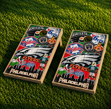 Philadelphia Teams All Philly Mashup 2 Cornhole Wraps Decals picture