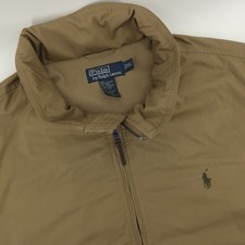 VTG Polo Ralph Lauren Lined Full-Zip Jacket Mens XL Hidden Hood Tan picture