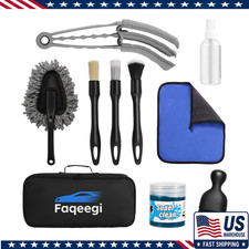 10-Piece Car Interior Cleaning Kit 3 Soft Boar Hair Brushes, Non-Toxic Gel, Spra picture