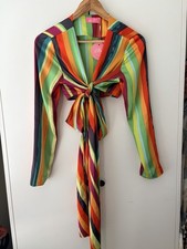 Lilly's Kloset Multicolored Striped Tie Front Crop Top picture