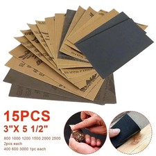 15 Pcs Sandpaper Sheets, 13 Grits 120–5000 Wet Dry Assortment for Wood & Metal picture
