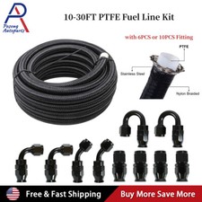 6AN-8AN-10AN Black Nylon E85 PTFE Fuel Line 10-30FT w/6 or 10 Fittings Hose Kit picture