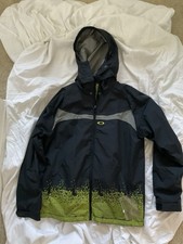 Oakley Men’s Large Ski Jacket With Removable Hood Black With Neon Green Accents picture