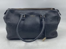Furla Black Pebbled Leather Satchel Bag Gold Tone Hardware picture