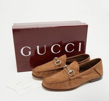 Gucci 1953 Horsebit Size 40 Brown Nubuck Leather Loafers picture