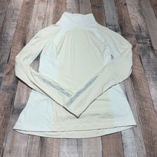 Lululemon Mock Neck Long Sleeve Women 6 Cream White Colorblock Thumbholes Active picture
