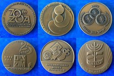 Lot of 6 Israel Official State Bronze Medals 59mm 1967-1975 UNC picture