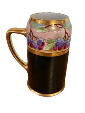 Antique Hand-Painted Bavarian Porcelain Grape Tankard Stein Mug (M) picture