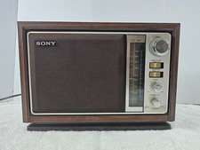 Vintage Sony ICF-9740W AM FM Tabletop Radio Woodgrain MCM Tested Works Great picture