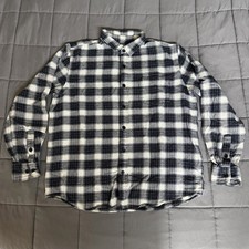 PacSun Men’s Plaid Flannel Button-Up Shirt Long Sleeve M Black/Gray/White picture