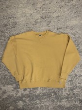 Vintage 90s Russell Athletic Yellow Blank Crewneck Sweatshirt Large picture