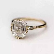Art Deco Style 3.5Ct Asscher Cut Lab Created Diamond 14K Gold FN Engagement Ring picture