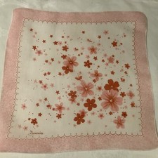 9477🌟Vintage DOMENICO Designer PINK SPRING HAPPY DAISIES Handkerchief Signed picture