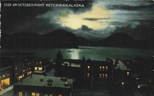c1915 Birds Eye Night View Downtown Ketchikan  AK P365 picture