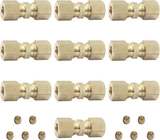 Brass Compression Tube Fitting, 1/4