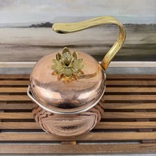 Ruffoni Historia Hammered Copper Tea Kettle with Lotus Knob 3-Qt Tarnished Read picture