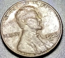 Rare 1956 D/S Red Wheat  Penny Double die errors coin picture