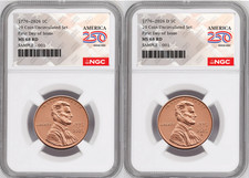 2 Coin set, 1776-2026 P & D  Lincoln Cent , NGC MS 68 RD FDOI, 250 Flag 4 picture